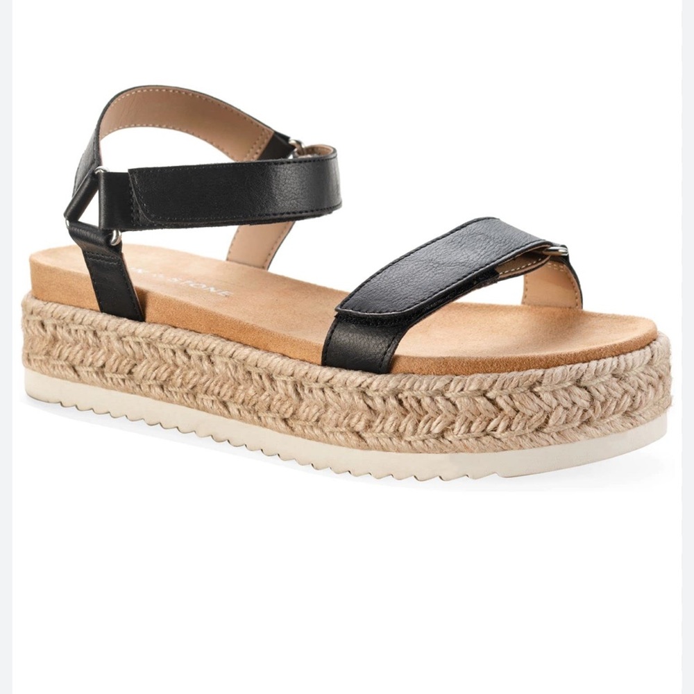 Sun & Stone Rylan Black Espadrille Platform Sandals